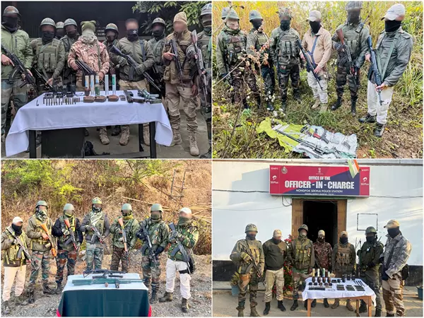 Army, पुलिस ने मणिपुर के 4 जिलों से हथियार और गोला-बारूद बरामद किया Army, पुलिस ने मणिपुर के 4 जिलों से हथियार और गोला-बारूद बरामद किया