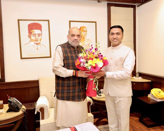 गोवा CM सावंत ने केंद्रीय गृह मंत्री अमित शाह से की मुलाकात