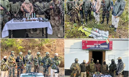 Army, पुलिस ने मणिपुर के 4 जिलों से हथियार और गोला-बारूद बरामद किया Army, पुलिस ने मणिपुर के 4 जिलों से हथियार और गोला-बारूद बरामद किया