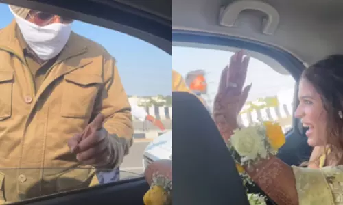 VIDEO: हल्दी समारोह स्थल पर जा रही दुल्हन की कार को पुलिस ने रोका, फिर जो हुआ... VIDEO: हल्दी समारोह स्थल पर जा रही दुल्हन की कार को पुलिस ने रोका, फिर जो हुआ...