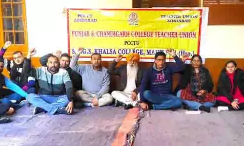 कॉलेज शिक्षकों ने वेतन पैनल की मांग की, Punjab govt के खिलाफ प्रदर्शन किया
