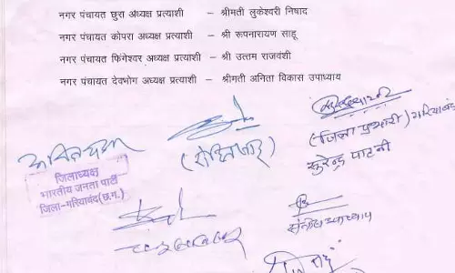 बीजेपी में गरियाबंद नगर पालिका अध्यक्ष और पार्षद उम्मीदवारों के नाम का किया ऐलान बीजेपी में गरियाबंद नगर पालिका अध्यक्ष और पार्षद उम्मीदवारों के नाम का किया ऐलान