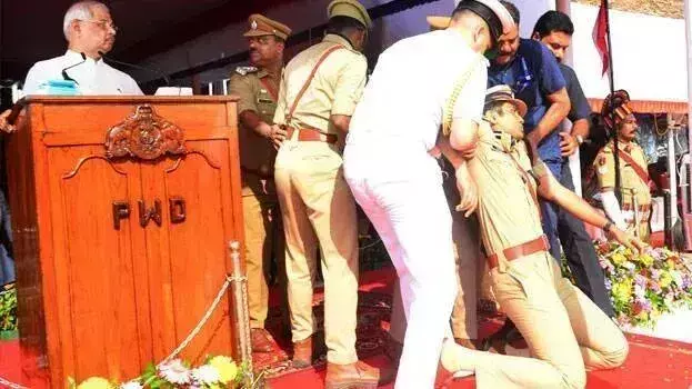 गणतंत्र दिवस परेड में राज्यपाल के भाषण के दौरान शहर के पुलिस आयुक्त बेहोश हो गए