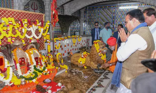 Jaipur: मुख्यमंत्री शर्मा ने उदयपुर के घाटारानी माता (चामुंडा माता) मंदिर में किया दर्शन