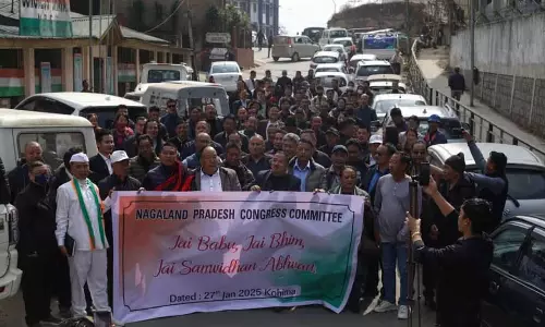 Nagaland कांग्रेस ने संविधान को कमजोर करने वाली भाजपा की टिप्पणी के खिलाफ प्रदर्शन किया
