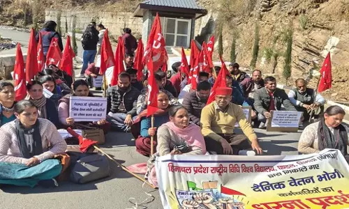Himachal: लॉ यूनिवर्सिटी के कर्मचारियों ने 43 कर्मचारियों की बर्खास्तगी का विरोध किया