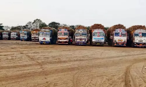 कुरूद में धान लदे 200 ट्रकों की लाइन लगी कुरूद में धान लदे 200 ट्रकों की लाइन लगी
