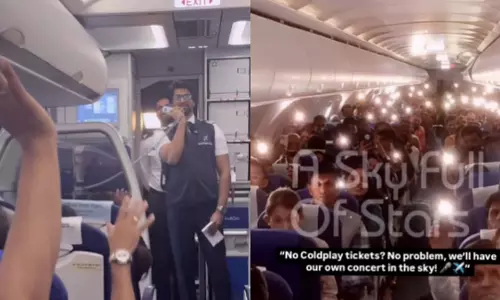पायलट ने फ्लाइट में ही बना दिया कोल्डप्ले का माहौल, देखें वायरल VIDEO