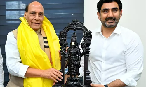 Andhra: लोकेश ने राजनाथ सिंह से की मुलाकात