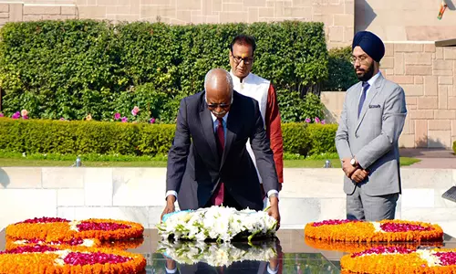 UNGA अध्यक्ष फिलेमोन यांग ने राजघाट पर महात्मा गांधी को श्रद्धांजलि दी
