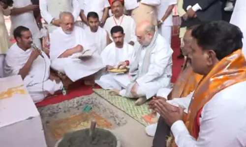 अमित शाह ने चंद्रगिरि में आचार्य विद्यासागर की समाधि स्मारक का किया भूमिपूजन