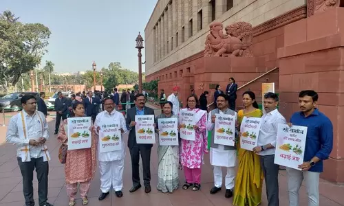 Budget Session: सोयाबीन किसानों के समर्थन में महा विकास अघाड़ी के सांसदों ने किया प्रदर्शन