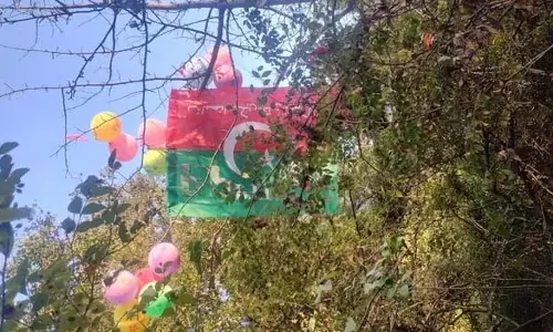 जम्मू-कश्मीर के उधमपुर में गुब्बारों से बंधे पाकिस्तान तहरीक-ए-इंसाफ के झंडे मिले जम्मू-कश्मीर के उधमपुर में गुब्बारों से बंधे पाकिस्तान तहरीक-ए-इंसाफ के झंडे मिले