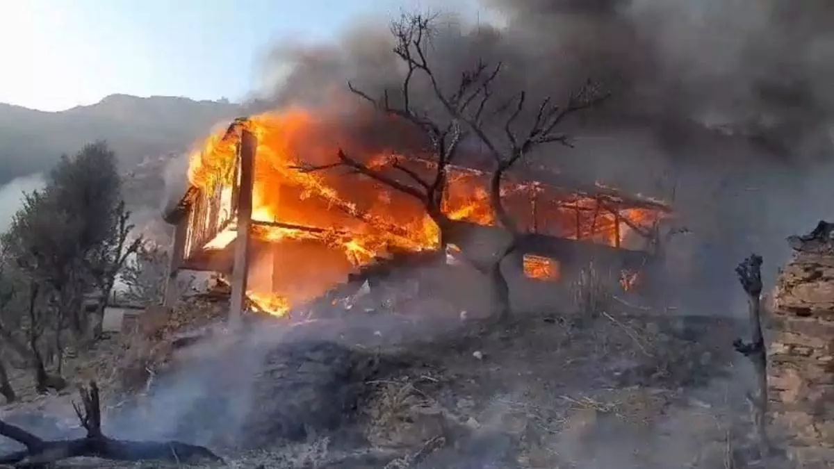 Tyuni जंगल में लगी आग तीन मकान जलकर हुए राख, बेघर हुए परिवार Tyuni जंगल में लगी आग तीन मकान जलकर हुए राख, बेघर हुए परिवार