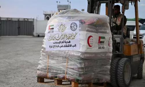 यूएई ने Gaza में 10 सहायता काफिले पहुंचाए