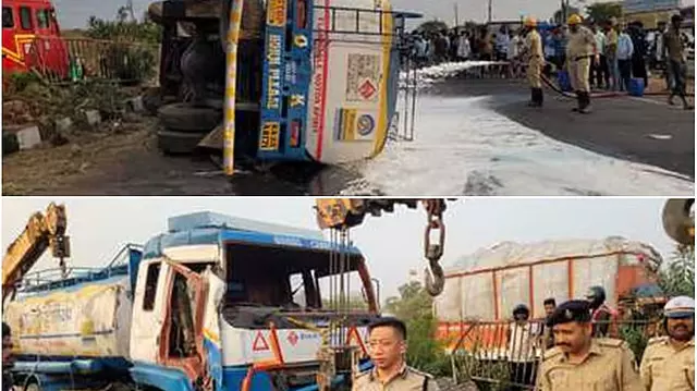 Belgaum: स्कूल के पास पेट्रोल टैंकर पलटा, बड़ा हादसा टला Belgaum: स्कूल के पास पेट्रोल टैंकर पलटा, बड़ा हादसा टला