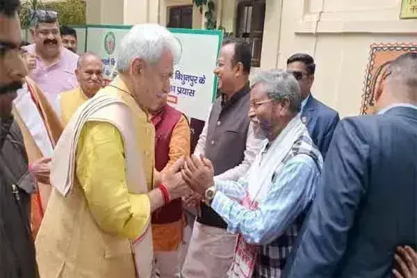 Ranchi: जम्मू-कश्मीर के उपराज्यपाल मनोज सिन्हा का रांची में स्वागत