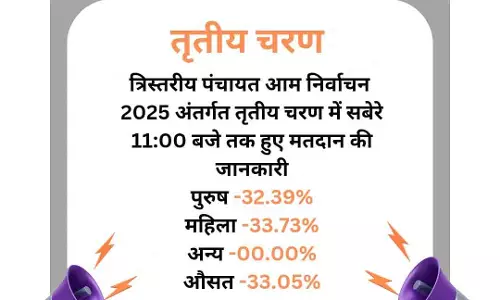 त्रिस्तरीय पंचायत चुनाव 2025, तीसरे चरण में सुबह 11 बजे तक 33.05 प्रतिशत मतदान त्रिस्तरीय पंचायत चुनाव 2025, तीसरे चरण में सुबह 11 बजे तक 33.05 प्रतिशत मतदान