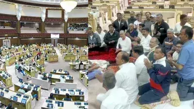 Jaipur: विधानसभा में कांग्रेस का धरना जारी