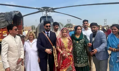 Haryana :  दहेज रहित शादी शहर में चर्चा का विषय बनी, दूल्हा हेलीकॉप्टर से उतरा