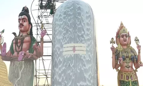 Tiruchirapalli: महा शिवरात्रि पर त्रिची मंदिर में 61 फुट के शिव लिंग का भव्य अभिषेकम Tiruchirapalli: महा शिवरात्रि पर त्रिची मंदिर में 61 फुट के शिव लिंग का भव्य अभिषेकम