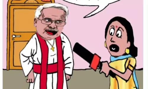 कार्टून में भूपेश बघेल को चर्च का फादर बताया भाजपा ने