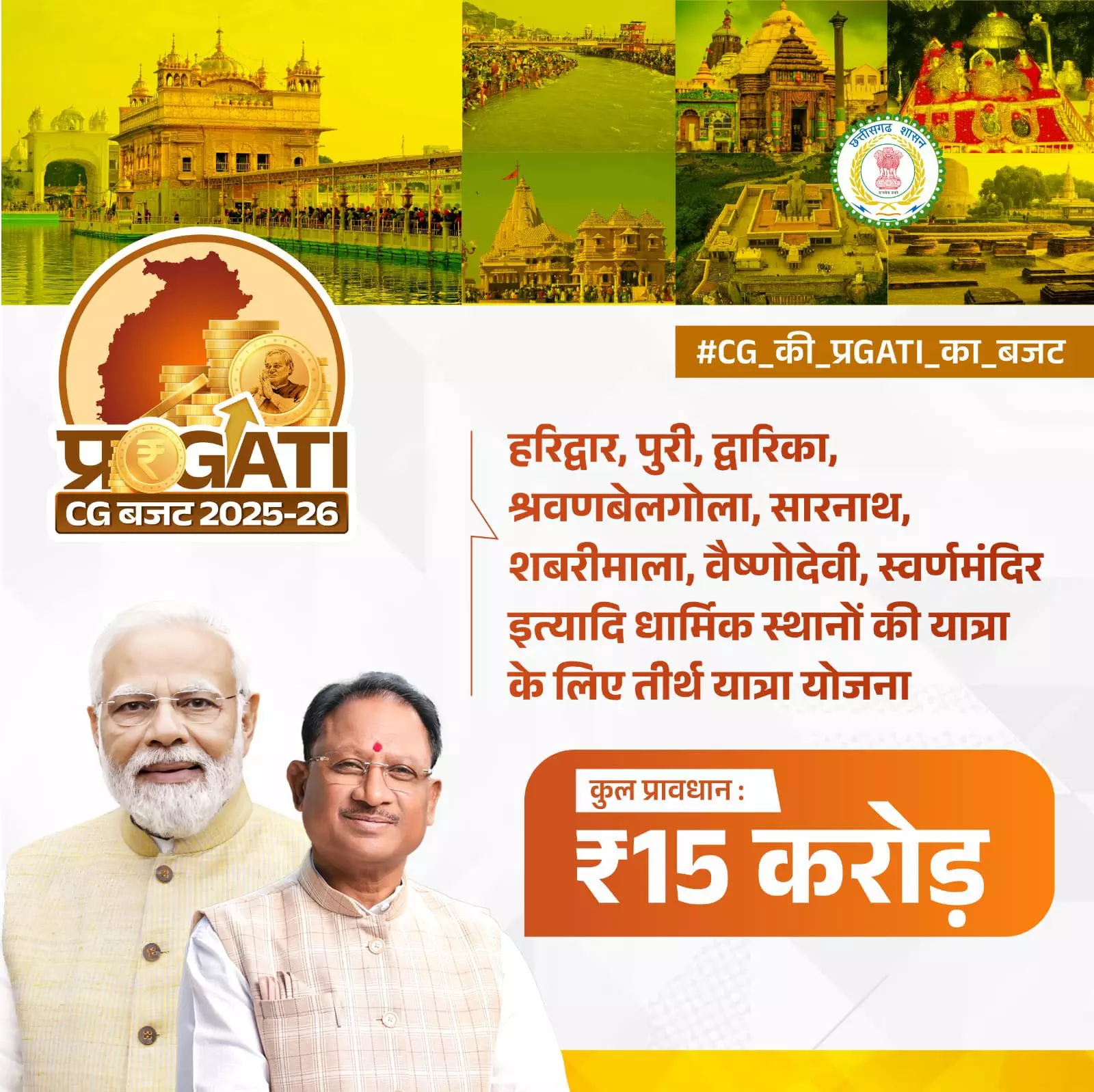 तीर्थ यात्रा योजना के लिये बजट 2025 में 15 करोड़ का प्रावधान रखा गया तीर्थ यात्रा योजना के लिये बजट 2025 में 15 करोड़ का प्रावधान रखा गया