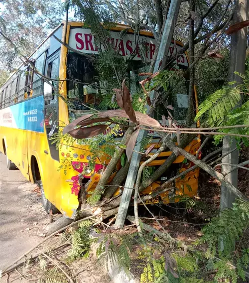 Andhra: अन्नवरम घाट रोड पर शादी पार्टी बस के ब्रेक फेल Andhra: अन्नवरम घाट रोड पर शादी पार्टी बस के ब्रेक फेल
