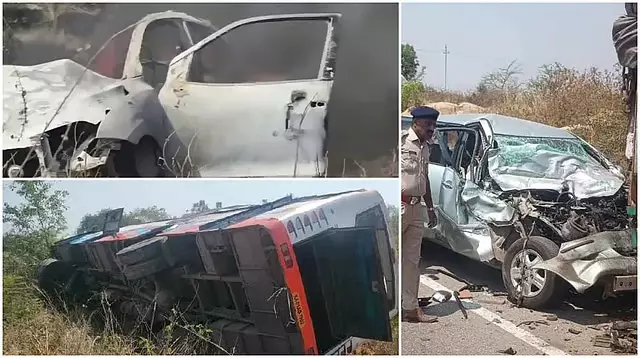 चित्रदुर्ग में भीषण हादसे में मौत: कार में आग लगने से दो लोग जिंदा जल गए चित्रदुर्ग में भीषण हादसे में मौत: कार में आग लगने से दो लोग जिंदा जल गए