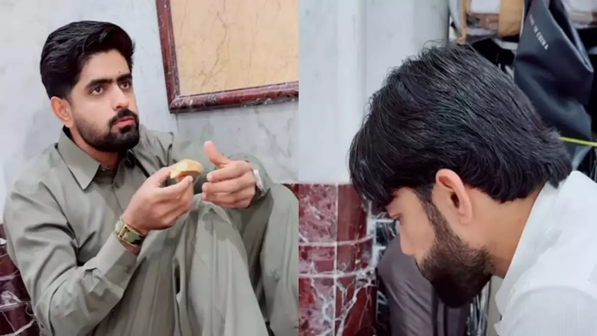 बाबर आज़म और मोहम्मद रिज़वान सऊदी अरब के मक्का में खाना खाते हुए देखे गए बाबर आज़म और मोहम्मद रिज़वान सऊदी अरब के मक्का में खाना खाते हुए देखे गए