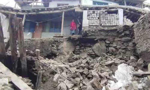 Pangi village में मकान ढहने से चार परिवार प्रभावित