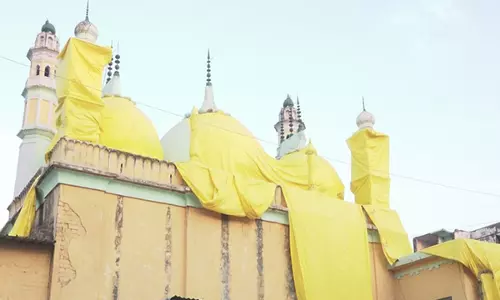 Shahjahanpur में लाट साहब होली समारोह से पहले मस्जिदों को तिरपाल से ढक दिया गया