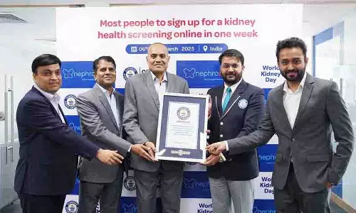 Hyderabad: सबसे बड़े किडनी स्क्रीनिंग अभियान के लिए इंडियन बुक ऑफ रिकॉर्ड्स में नाम दर्ज Hyderabad: सबसे बड़े किडनी स्क्रीनिंग अभियान के लिए इंडियन बुक ऑफ रिकॉर्ड्स में नाम दर्ज