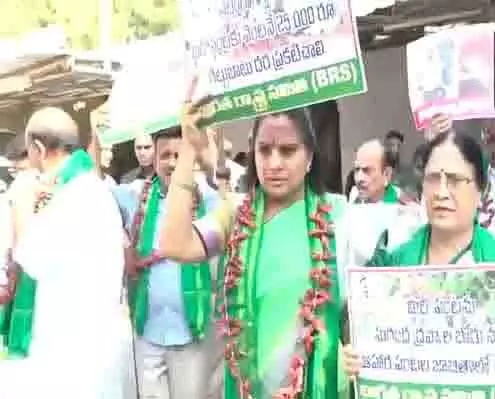 BRS ने चिली के लिए एमएसपी की मांग को लेकर किया प्रदर्शन BRS ने चिली के लिए एमएसपी की मांग को लेकर किया प्रदर्शन