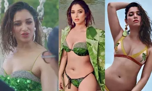 Tamanna Bhatia : तमन्ना का हरे रंग का बिकनी लुक हुआ वायरल