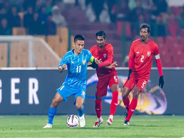 Sunil Chhetri ने अपना 95वां गोल दागा, भारत ने मालदीव को हराया Sunil Chhetri ने अपना 95वां गोल दागा, भारत ने मालदीव को हराया