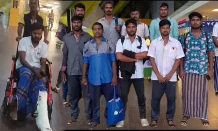 Sri Lankan की हिरासत से रिहा हुए 13 तमिलनाडु मछुआरे चेन्नई पहुंचे Sri Lankan की हिरासत से रिहा हुए 13 तमिलनाडु मछुआरे चेन्नई पहुंचे