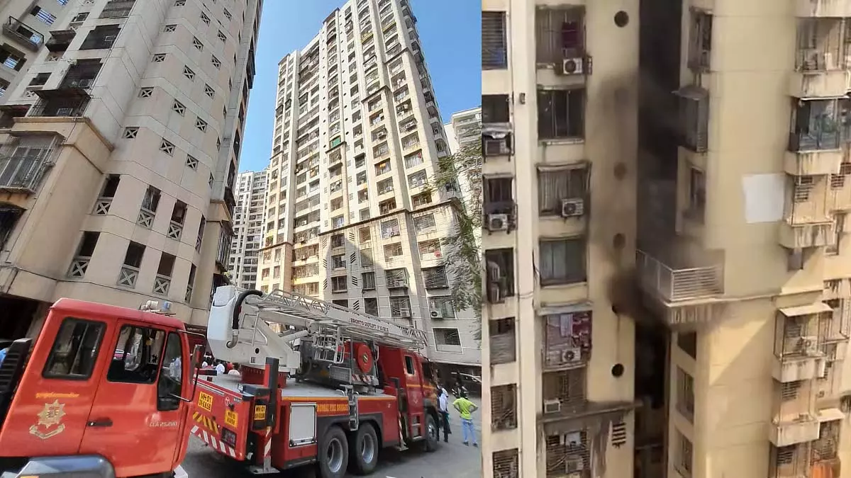 Mumbai : पवई की 24 मंजिला साईं सफायर बिल्डिंग में लगी भीषण आग Mumbai : पवई की 24 मंजिला साईं सफायर बिल्डिंग में लगी भीषण आग
