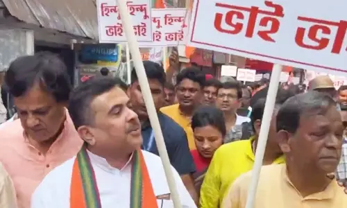 सुवेंदु अधिकारी ने पक्षपातपूर्ण Biman Banerjee के खिलाफ भाजपा के विरोध प्रदर्शन का नेतृत्व किया