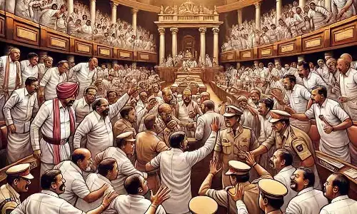 कर्नाटक विधानसभा: हंगामे के बीच 18 BJP विधायक निलंबित, सदन के मार्शलों ने विधायकों को हटाया