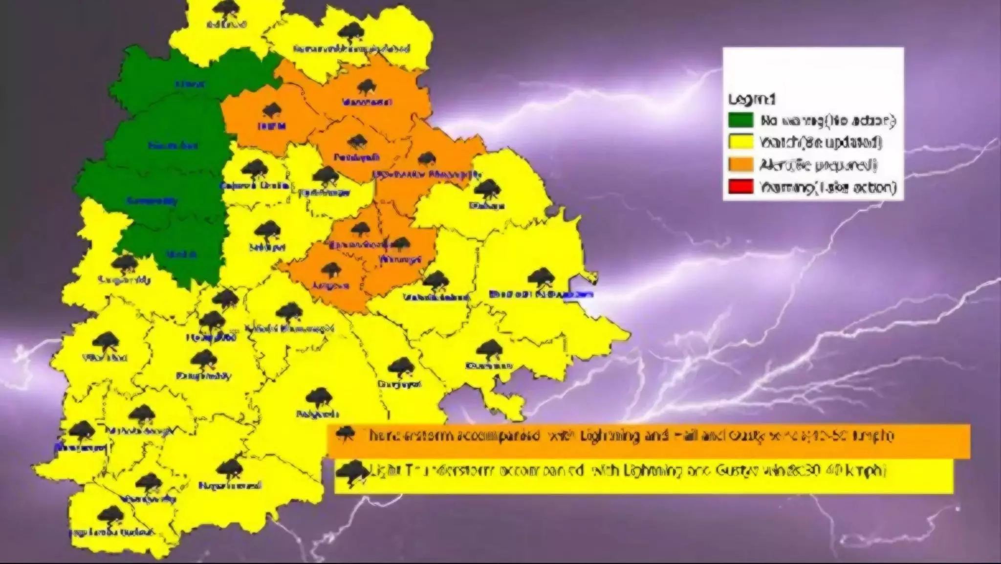 Telangana में गरज के साथ बारिश-बिजली गिरने की संभावना Telangana में गरज के साथ बारिश-बिजली गिरने की संभावना