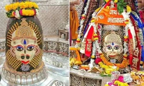 Ujjain Mahakaleshwar : भस्म आरती में आज हनुमान की तरह सजे महाकाल