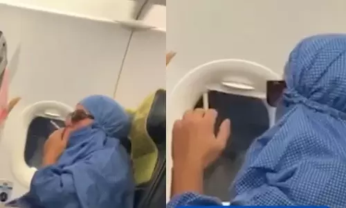 चौंकाने वाला VIDEO! फ्लाइट में धूम्रपान करती दिखी महिला, मचा हंगामा चौंकाने वाला VIDEO! फ्लाइट में धूम्रपान करती दिखी महिला, मचा हंगामा