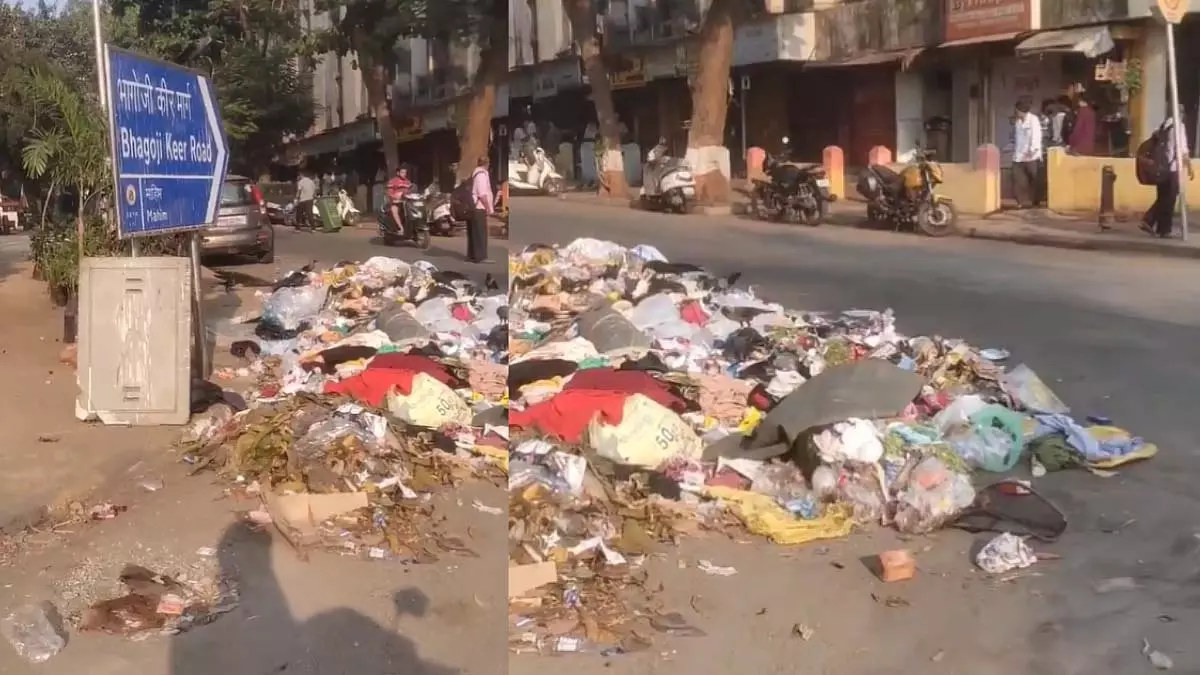 Mumbai: माहिम में सेनापति बापट मार्ग और भागोजी कीर मार्ग पर कचरे के ढेर को उजागर किया Mumbai: माहिम में सेनापति बापट मार्ग और भागोजी कीर मार्ग पर कचरे के ढेर को उजागर किया