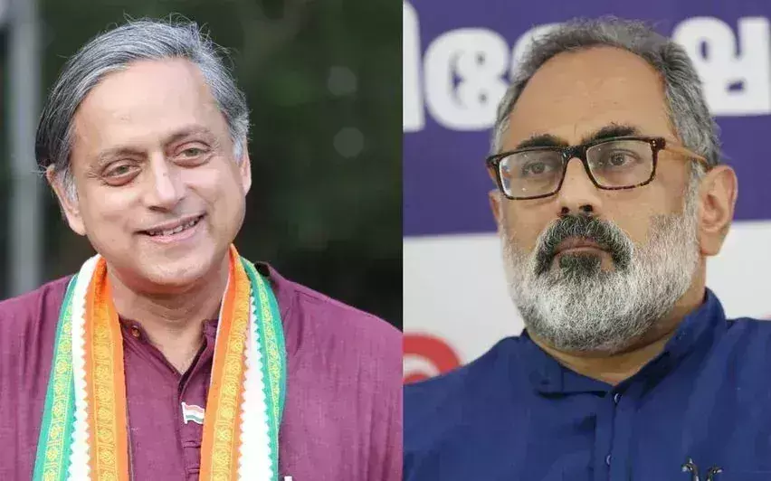 एक बार फिर तलवारें खींचने को उत्सुक थरूर ने Rajiv चंद्रशेखर को बधाई दी