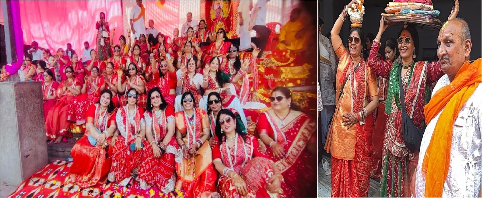 माहेश्वरी महिला सदस्याओं ने मथुरा में यमुना मैया को पहनाई 108 साड़ियों की चुनरी