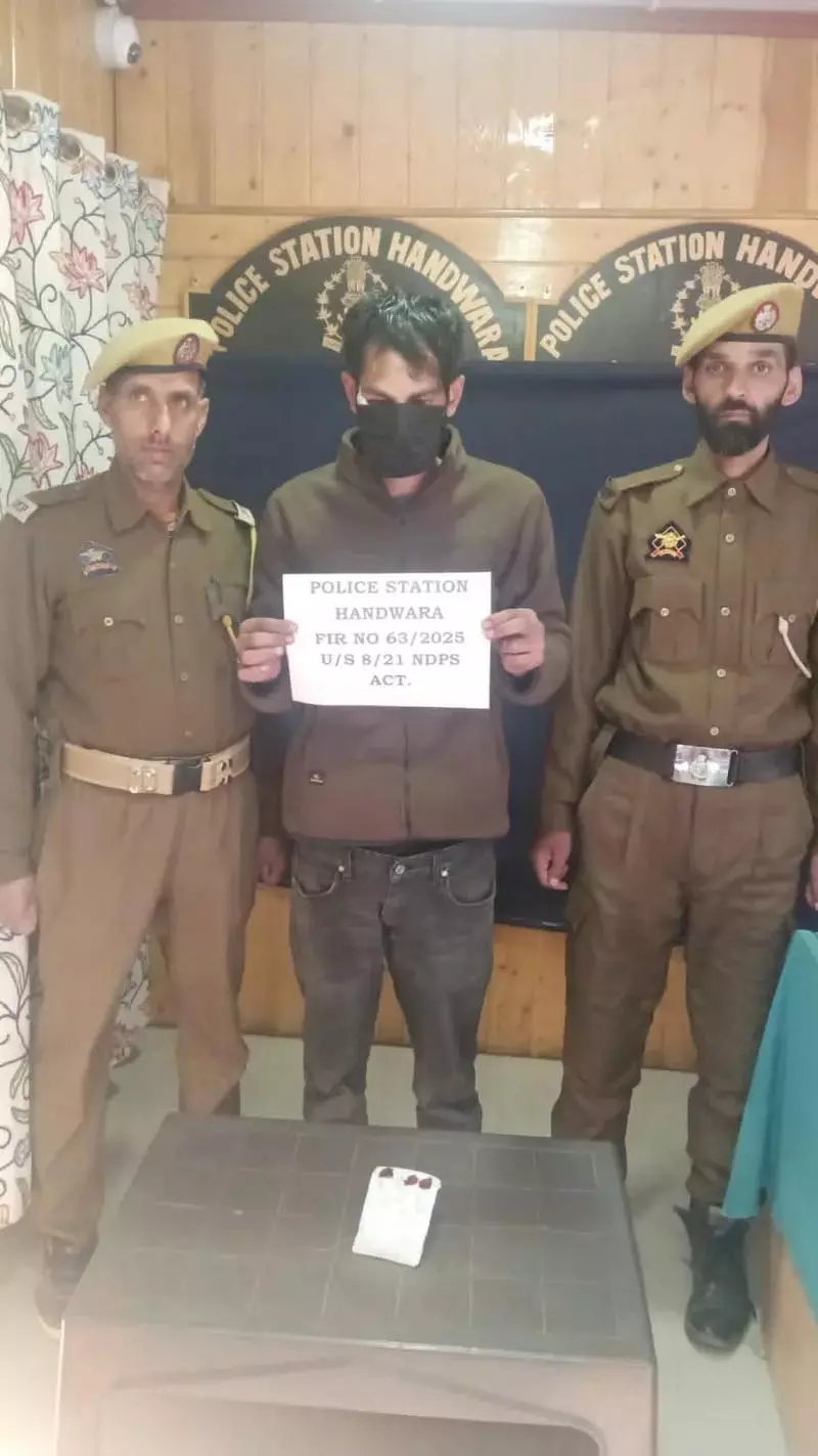 हंदवाड़ा में पुलिस ने ड्रग तस्कर को किया गिरफ्तार, ब्राउन शुगर बरामद हंदवाड़ा में पुलिस ने ड्रग तस्कर को किया गिरफ्तार, ब्राउन शुगर बरामद