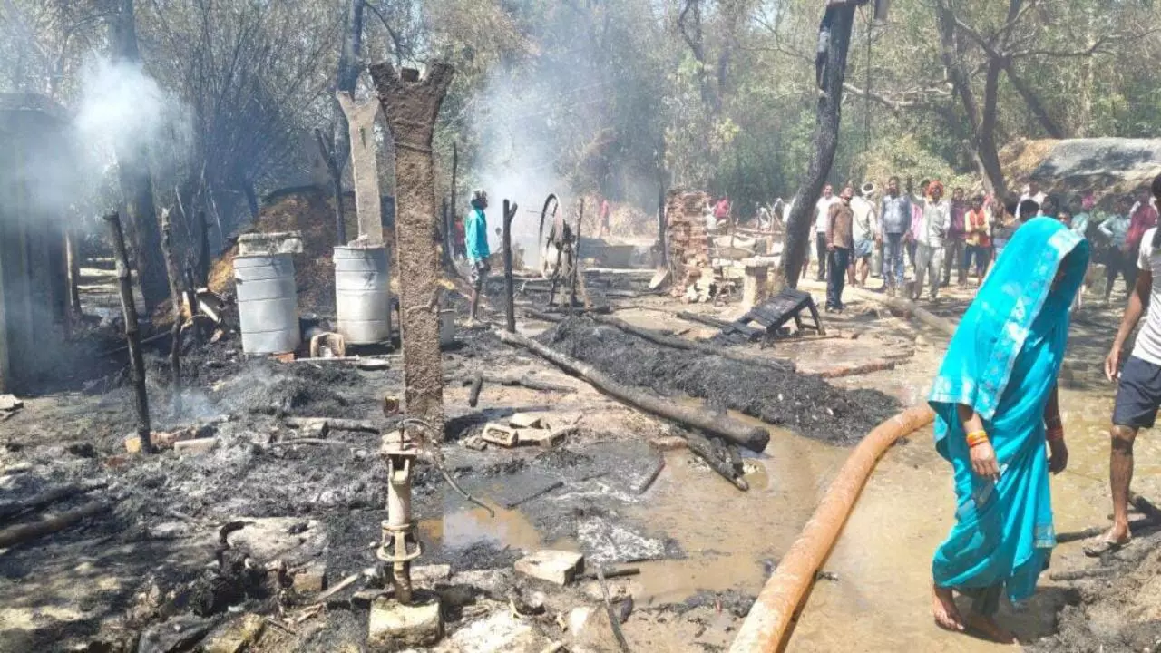 Gonda: सरैयां चौबे गांव में भीषण आग लगने से नौ घर जलकर राख Gonda: सरैयां चौबे गांव में भीषण आग लगने से नौ घर जलकर राख