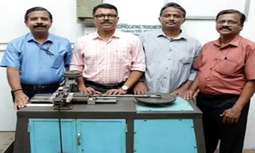 केरल में सीईटी के विद्वानों द्वारा निर्मित ट्राइबोमीटर को पेटेंट प्राप्त हुआ केरल में सीईटी के विद्वानों द्वारा निर्मित ट्राइबोमीटर को पेटेंट प्राप्त हुआ