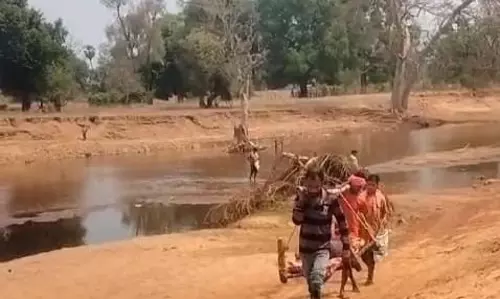 पेड़ से गिरा ग्रामीण, असुविधा के चलते खाट से ले जाना पड़ा एम्बुलेंस तक पेड़ से गिरा ग्रामीण, असुविधा के चलते खाट से ले जाना पड़ा एम्बुलेंस तक